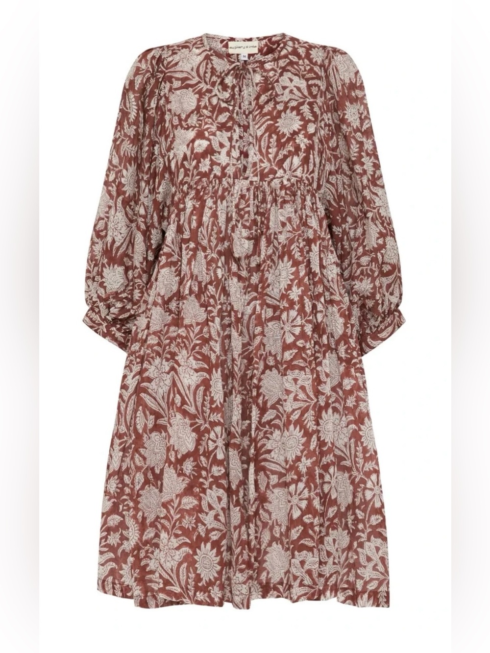 Daughters of India Maroon Floral Cotton Mini Dress XS Boho - Picture 8 of 17